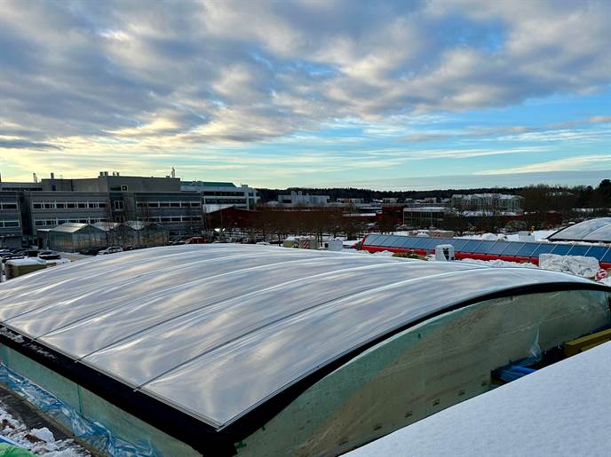 One of the ETFE roofs in the Maskrosen project